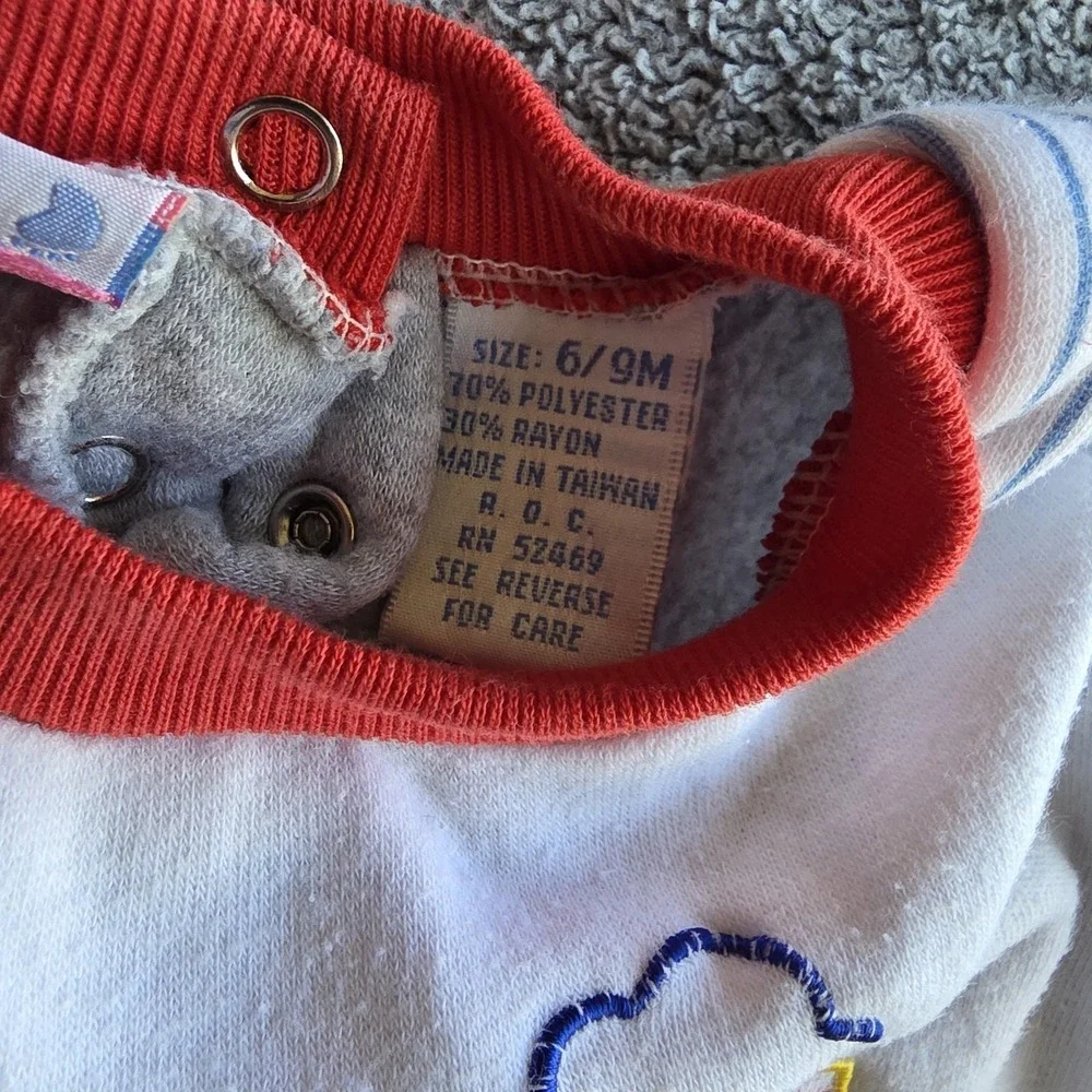 Small Steps 2 Piece Color Block Sweat Suit 6-9 Mos Train‎ Vintage 90s